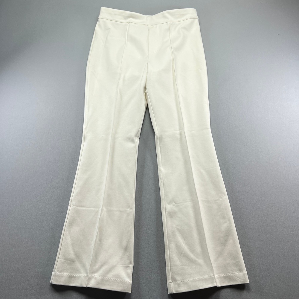 Cato Est.1946 Pants Women Medium Beige Rayon Stretch Pleated High Rise Flare Leg